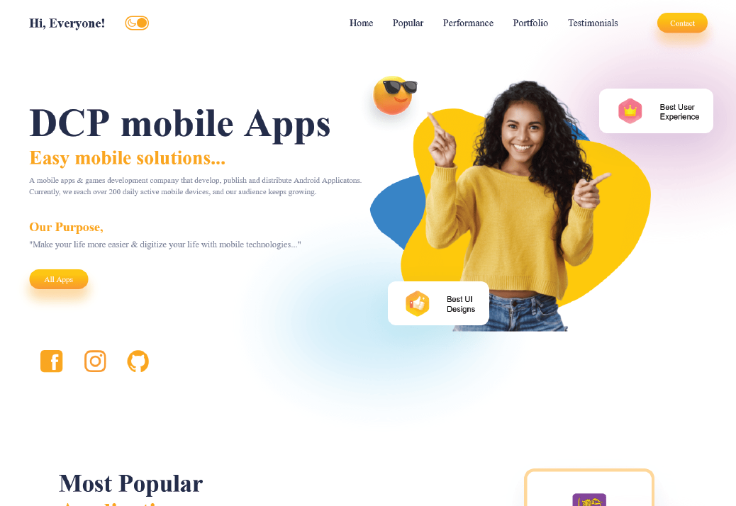DCP mobile Apps website